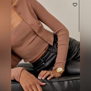Ruby Two Piece Cardigan Cami Crop Set in Rye